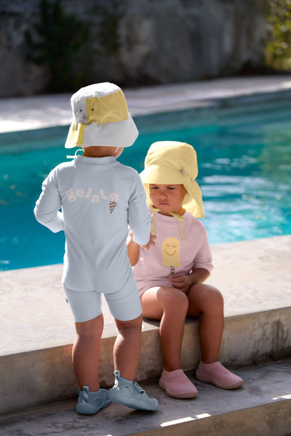 Long sleeve sunsuit UV Ice Cream - illusion blue
