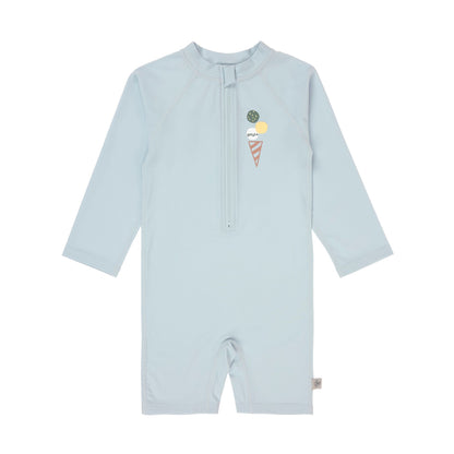 Long sleeve sunsuit UV Ice Cream - illusion blue