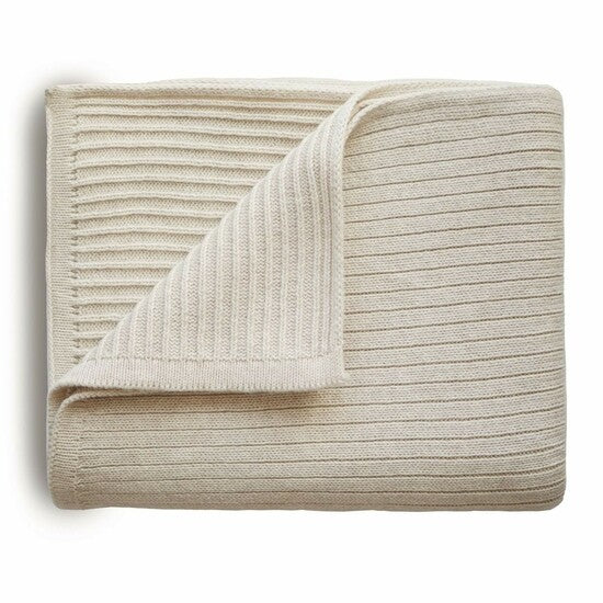 Mushie - Wiegdeken ribbed beige melange