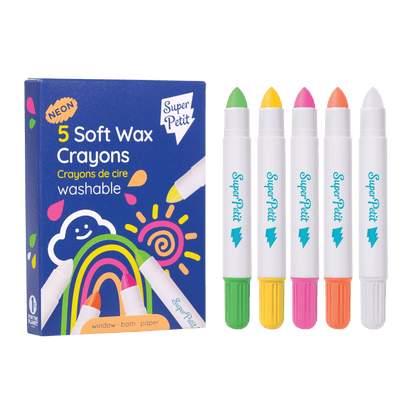 5 FLUORESCERENDE WASKRIJTJES raam - bad - papier